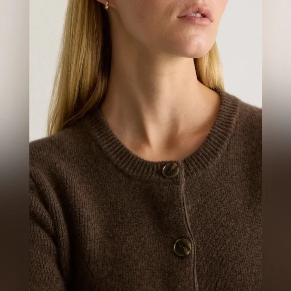 Quince Mongolian Cashmere Structured Cardigan in brown size S - Picture 2 of 16